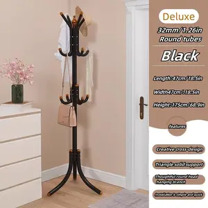 HomeSwipe 12-Hook Free-Standing Coat Rack - Durable Iron Hanging Organiser, 68.9" Tall Clothing Hanger Stand Hanging