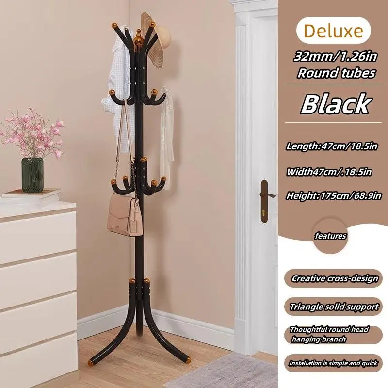 HomeSwipe 12-Sturdy Hooks Freestanding Clothes Rack - Durable Iron Floor Coat Rack, 68.9" Tall Hanging Clothing Organiser with Modern Design Style for Entryway