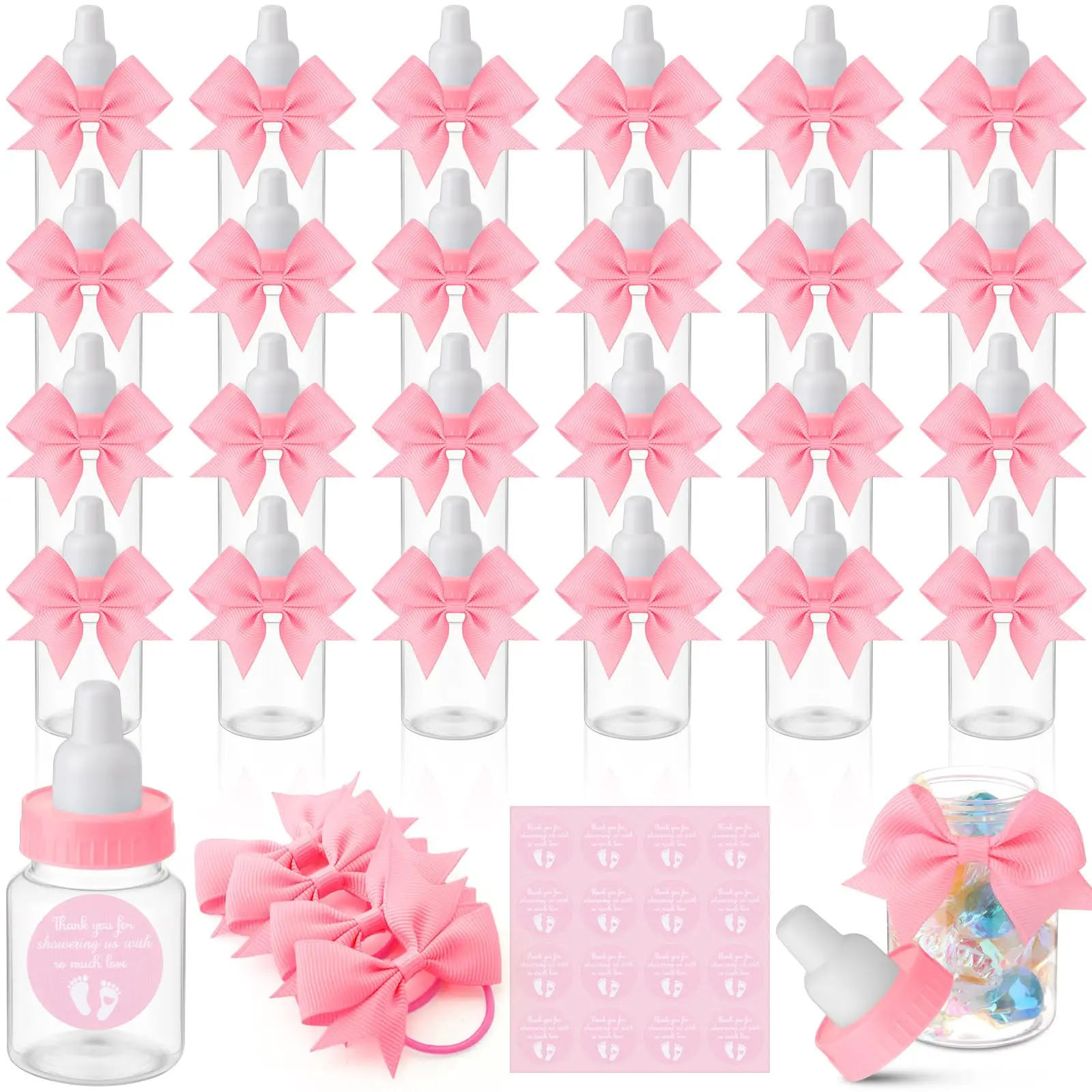 Pink Baby Bottles with Bow
