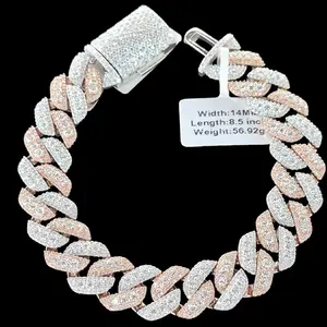 Moissanite Diamond .925 Sterling Silver 14MM Miami Cuban bracelet 8.5" - Passes Diamond Tester