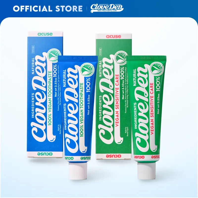 CloveDen Sensitive & Gum Care Toothpaste Duo - Daily Fresh Formula and Sensitive Relief Toothpaste with Potassium Nitrate and Hydroxyapatite, SLS-Free, Korean Oral Care, 3.52oz, 2 Pack
