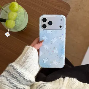 Double-Layer Blue Snowflake Miffy Rabbit Phone Case for iPhone 17pro Max/17pro/17/16pro Max/16pro/16/15/14/13, Durable & Stylish Design