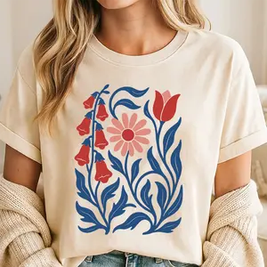 Comfort Colors NO WORDS Subtle Anti Trmp T-Shirt, FDT Shirt, Foxglove Daisy Tulip T-shirt