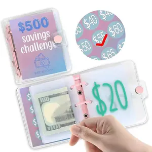 Mini Money Savings Challenge Binder,Money Saving Challenge Mini Budget Binder with Cash Envelopes, Reusable Budget Book, Cash Savings Challenges