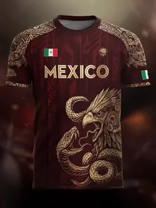 New Mexican Style Men's Soccer Jersey, Comfortable Breathable Fabric, Ideal for Matches, Training & Casual Wear, Printed Design