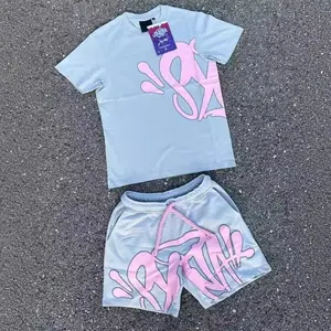 Men's and women's letter printed loose short-sleeved tops men's summer casual sports suit
