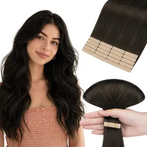 Gefily[14A] Full Shine Tape in Hair Extensions Human Hair 22Inch Remy Tape ins Human Hair Extensions Color 1 Jet Black Fashion Extension, Seamless Silky Straight Skin Weft 21Pcs 50G Add Length for Wedding