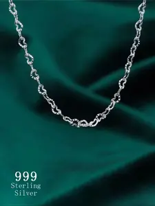 S999 Sterling Silver Heart Design Chain Necklace, Gifts for Her, Fashion Jewelry for Party, Daily Clothing Decor, Trendy All-match & Exquisite Jewelry for Birthday Gift