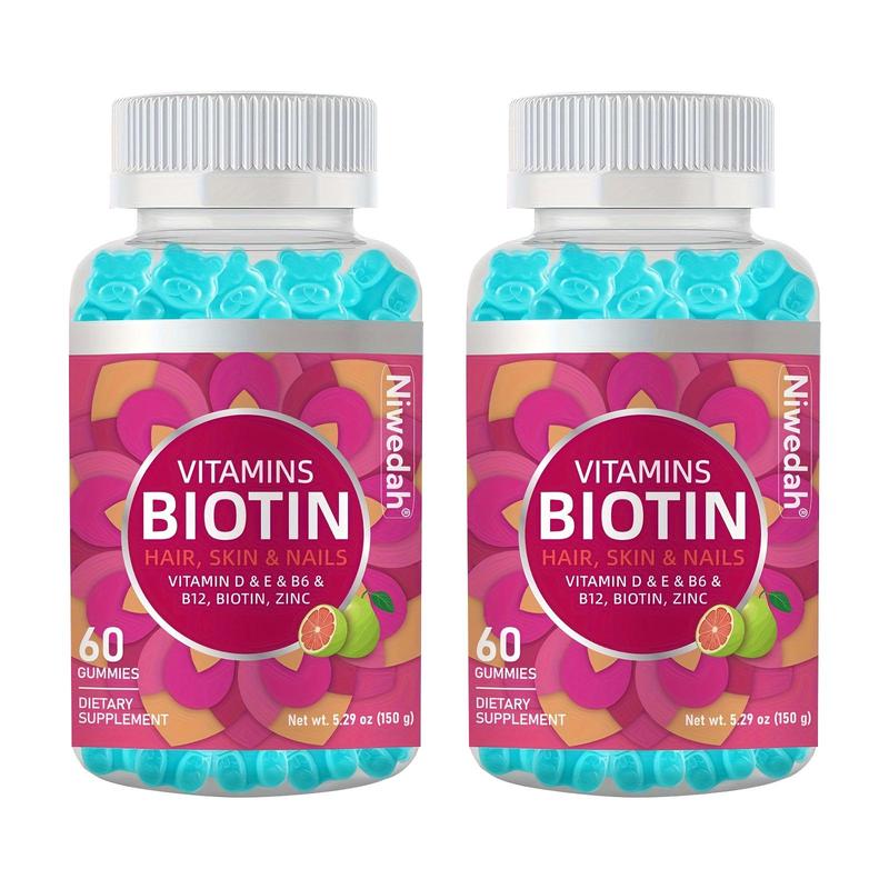 Niwedah Optimum Biotin 3,000mcg Gummies - 60 Count Dietary Supplement for Hair Skin and Nails, Healthcare Vitamin for Strength & Growth, Fitness Wellness Support, Edible Berry Chews for Men & Women