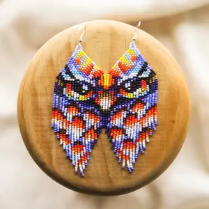 Psycho Owl - Beaded Animal-Inspired Earrings for Festivals - Handmade by Indigenous Artisans - Mother Sierra