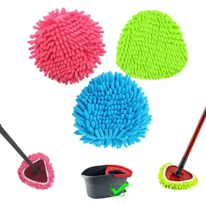 3 count Spin Mop Heads Replacements Compatible with Ocedar Easywring 1  System Chenille Mops Duster Pad Washable Dust Refills Green Blue Red