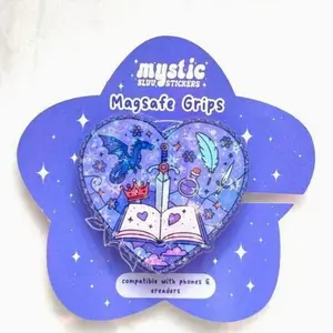 Magnetic Phone Grip Library MagSafe Phone Grip with Free Ring Magnets, Cartoon Character Design, Magnetic Phone Holder, Perfect Gift for Book Lovers, Trending Phone Accessories