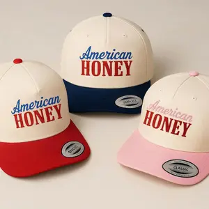 American Honey Embroidered Hat, 4th of July Embroidered Trucker Hat, Embroidered Fourth of July Cap, Custom Trucker Hat
