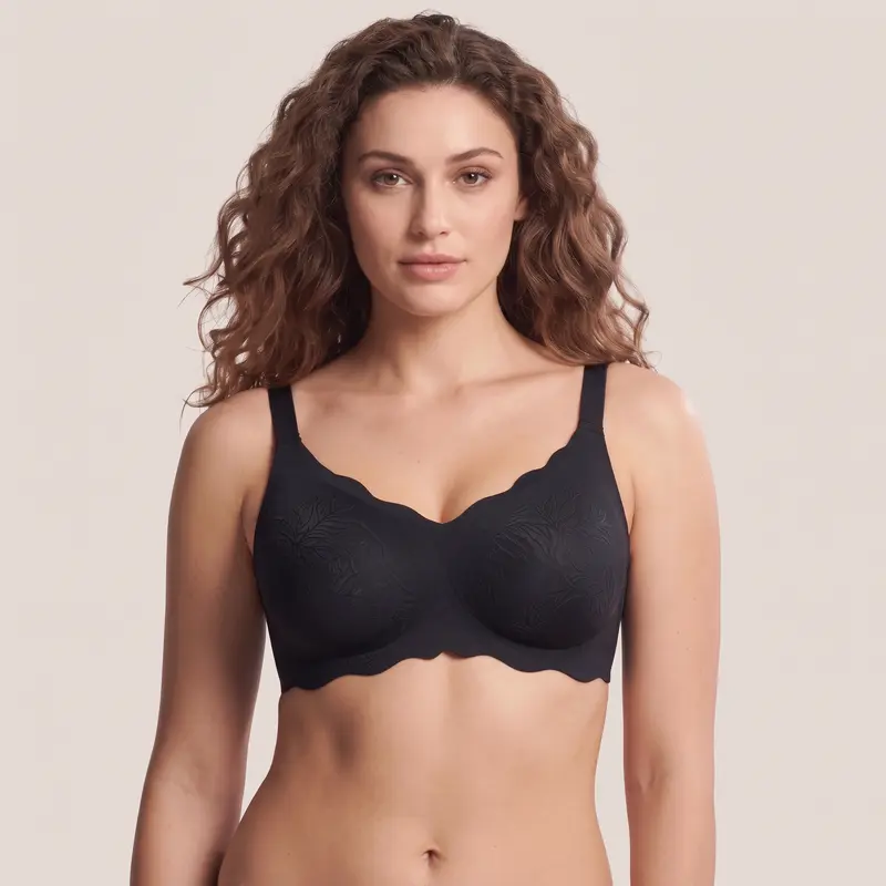 Women Seamless Jelly Bras No Underwire Scalloped Push Up Bras Soft Wireless Comfort Full Coverage Everyday Bra