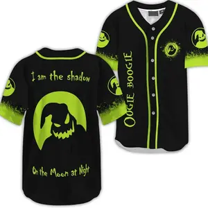 Oogie Boogie The Shadow On The Moon Baseball Jersey Halloween Baseball Jersey Spooky Baseball Shirt Halloween Sports Apparel Trick-or-Treat Baseball Shirt YUR