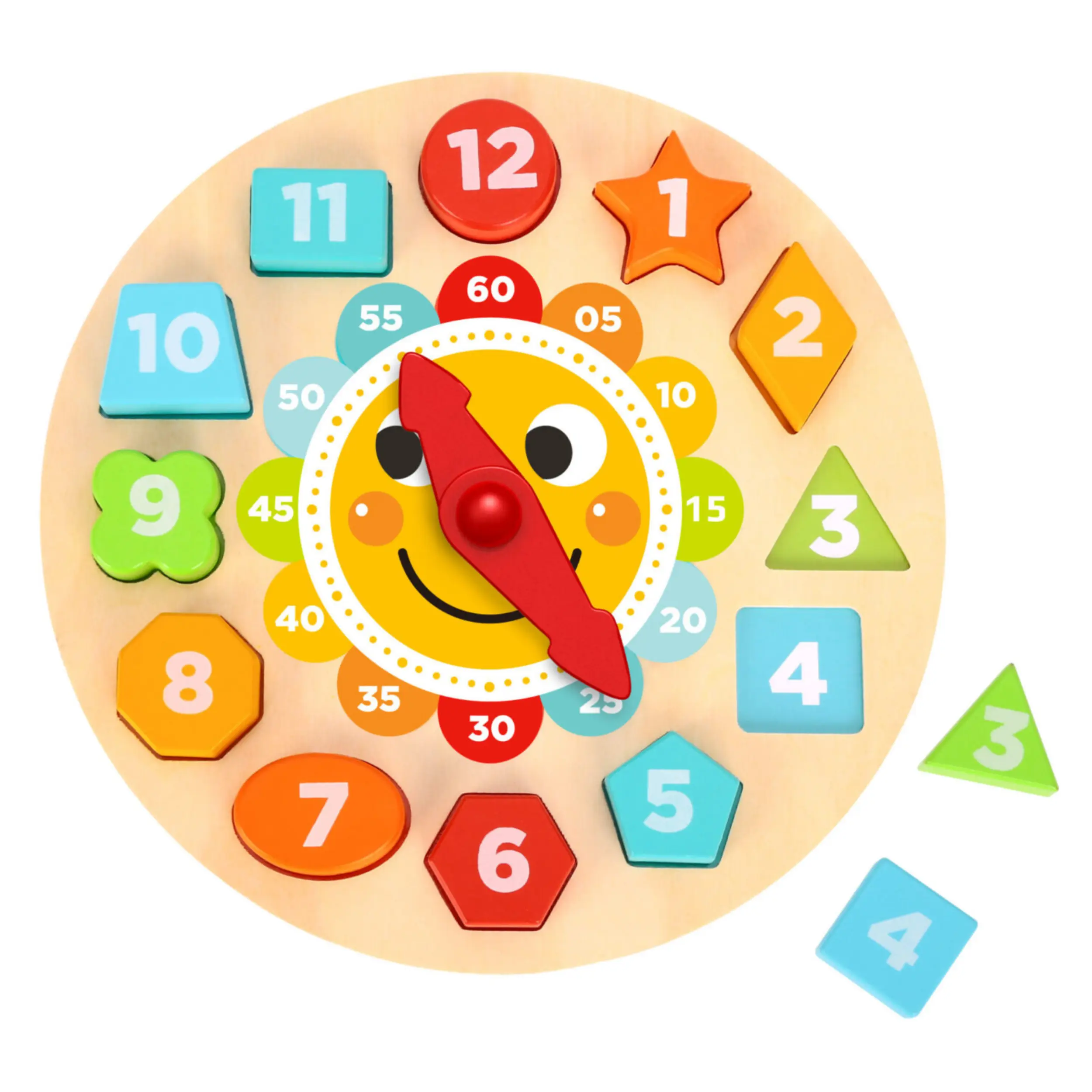 TOYSTER'S Wooden Puzzle Clock – Montessori Time Learning & Shape Sorting Toy for Toddlers & Kids