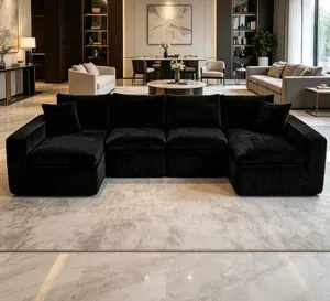 130" Modular U-Shaped Cloud Sectional Sofa Set - No-Assembly Compression Living Room Furniture with Memory Foam, Comfy Indoor Sofa