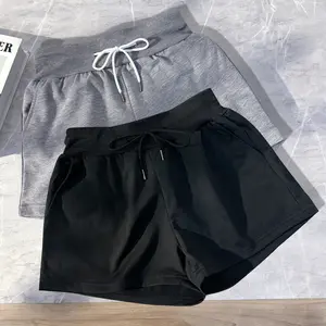 Women’s casual athletic shorts, 2-pack, drawstring elastic waistband, solid color, everyday wear, outdoor sports fitness running, yoga, women’s shorts, womenswear