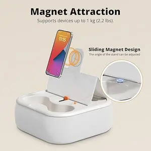 Tablet/Kindle Pillow Stand Magnetic Tablet Holder with Two Magnetic Rings, Compatible with 4-13" Phones, Tablets, Kindle, Cozy Pillow Stand with Bowl for Lap, Desk, Bed (Pale Gray)