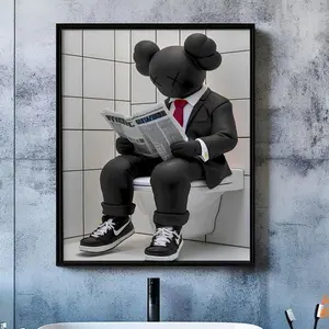 Kaws Bathroom Hypbeast Poster No Frame - Shower Bathroom Wall Art, Washroom Wall Decor, Graffiti Kaws Wall Art