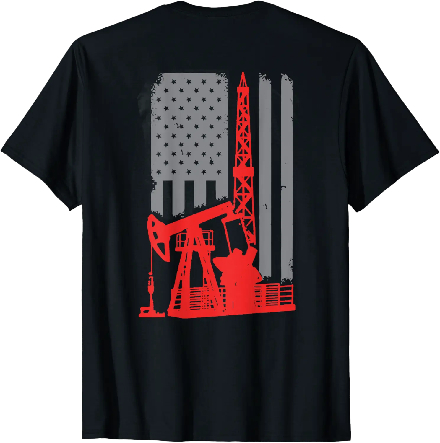 Oilfield Worker Patriotic American Flag Drilling Rig Gift T-Shirt - Jenniferlau Shop 97B0F93YJYDH