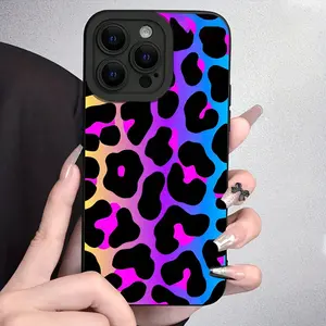 Colorful Leopard Print Wireless Smartphone Case - Thick Soft TPU & Polycarbonate Shockproof Drop-Protective Cover, Mobile Phone Accessory for iPhone 11/12/13/14/15 Pro Max, Holiday Gift, Accessories