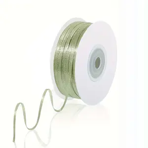 1 Roll 1/8 Inch Sage Ribbon, Thin Light Double Faced Satin Ribbon, Ideal for Gift Wrapping, Bouquets, Weddings, Parties, Home Decor