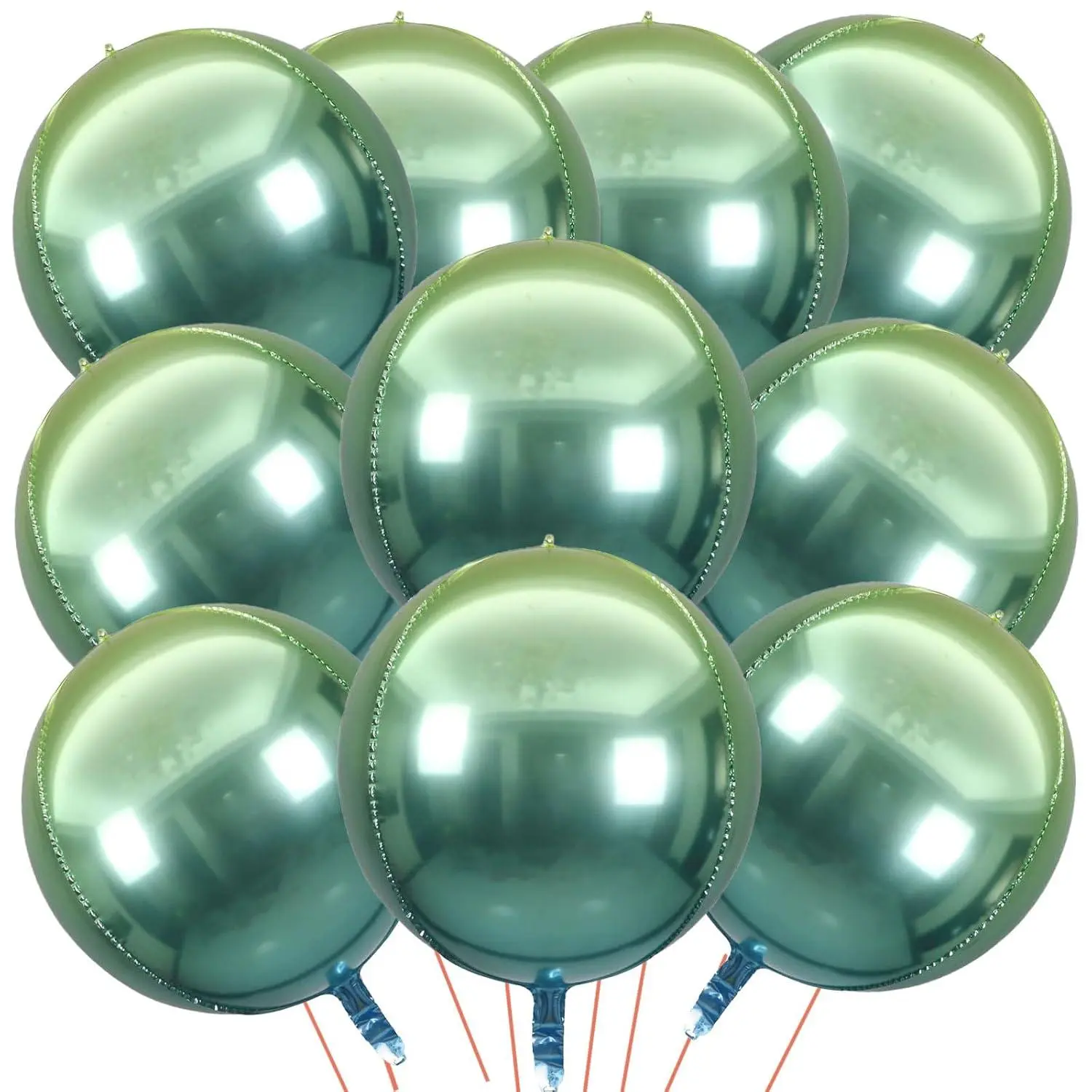 22 Inch Metallic Green Mylar Balloons, 10 Pcs Gradient Green Balloon, Large Giant Round 4D Foil Balloons For Wedding, Birthday, Engagement, Bridal Shower, Graduation Party Decorations