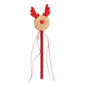 Fluffy Deer-Shaped Cat Teaser Rod – Interactive Wand Toy for Cats