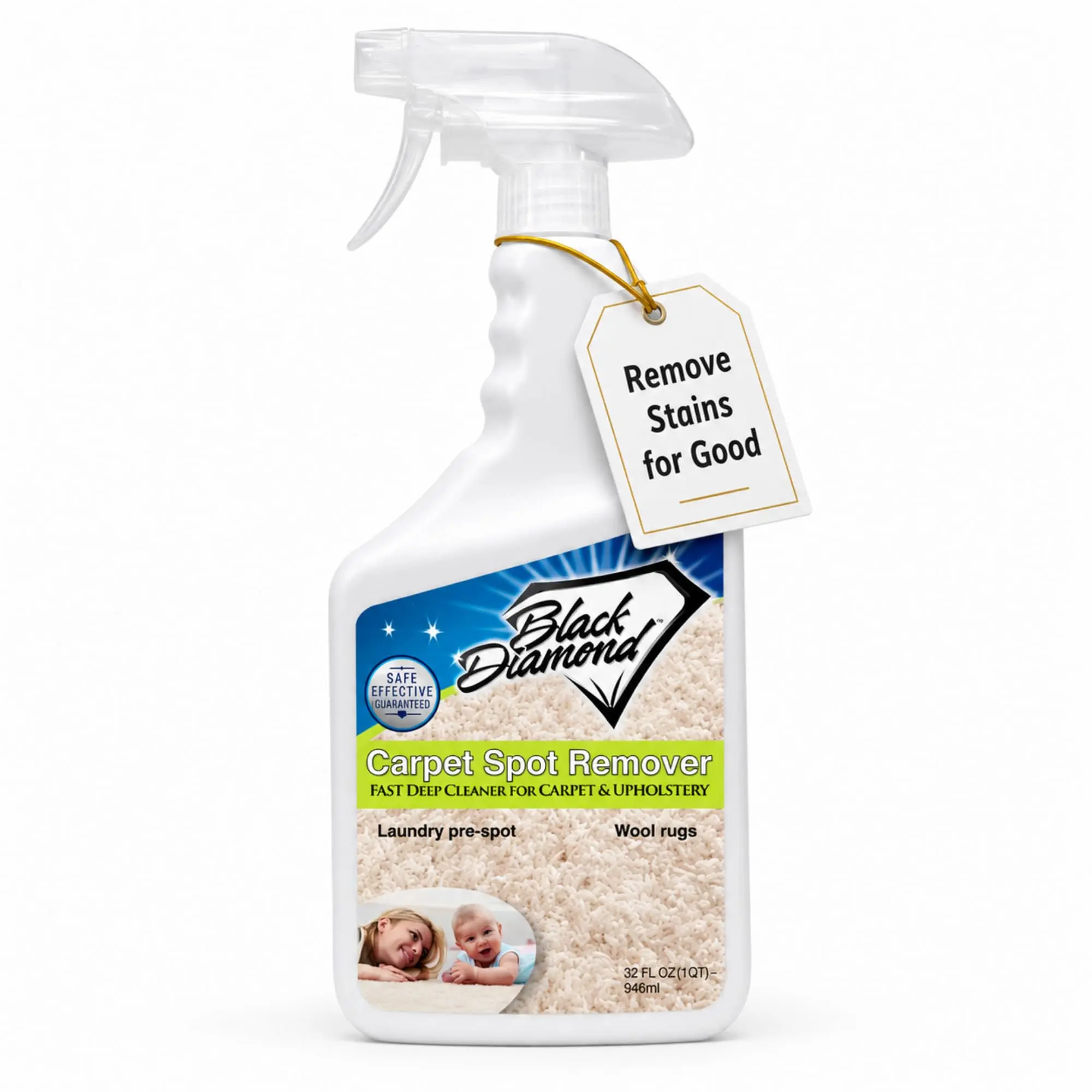 Black Diamond Stoneworks Carpet Spot Remover – Carpet & Upholstery Cleaner for Rugs, Couches, Car Seats & Fabric Surfaces – Removes Dirt, Pet Messes, Coffee & Wine Stains. (1-Quart)