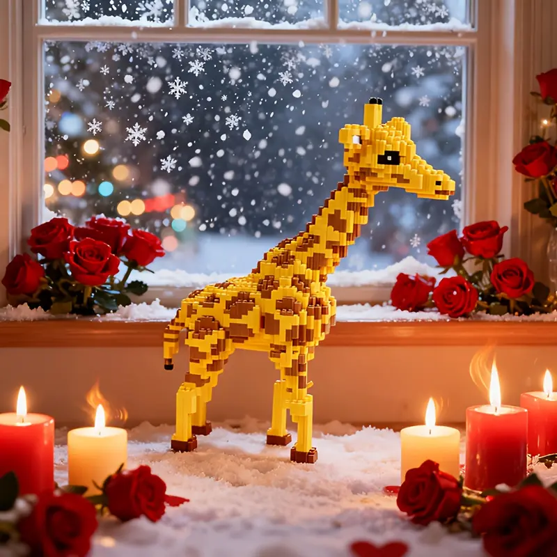 Wwjd Forest Giraffe Building Block 3D Puzzle Model, Stress Relief Toy, Indoor Decoration, Birthday Christmas New Year Gift