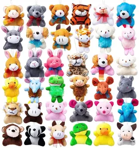 36 Pack Mini Animal Plush Toy Assortment (36 Units 3" Each),Bulk Stuffed Animals Party Favors for Kids, Small Animals Plush Keychain Decoration, Carnival Prizes, Christmas Party Favors