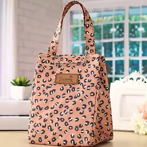Leopard Print Lunch Bag, Portable Insulated Cooler Bag, Lunch Carry Tote Storage Case Box, Home Organizer for Daily Use, Durable Lunch Bags