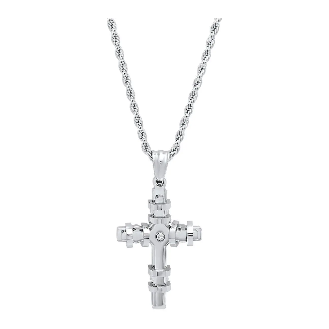 Steel by Design Men's Cross Pendant w/ C hain
