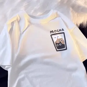 Mocha Cat T-Shirt – Cute Coffee Cat Graphic Tee, Kawaii Animal Shirt, Funny Cat Lover Gift, Aesthetic Minimalist Casual Unisex T-Shirt for Everyday Wear