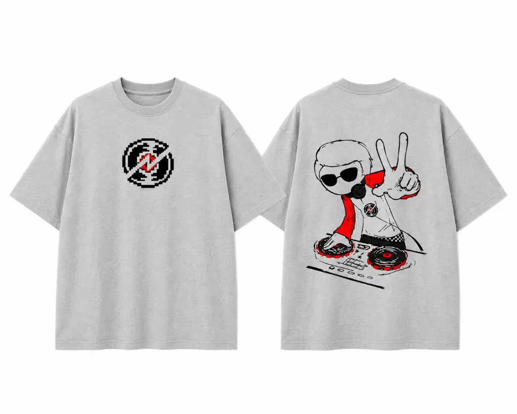 Homestuck Dave Strider DJ Turntable Graphic Tee Vintage Oversized Grey Streetwear T-Shirt