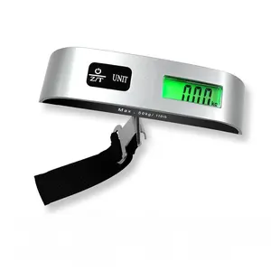 Portable Digital Luggage Scale with Green Backlight LCD Display, 110 Pounds Capacity, Waterproof & Wear-Resistant, Ideal for Travel, Backpacks & Packages, Battery Included