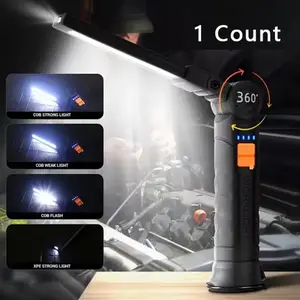 Large LED Work Light with 4 Modes, Magnetic and Hook, Portable Flashlight for Outdoor and Repair Use, Rechargeable Lithium Batteries