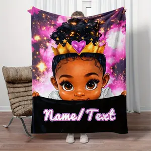 Custom name Cute shiny little princess Print Portable Blanket-Lightweight Flannel Throw for Sofa Bed Travel Camping Living room Office Couch Chair and Bed-Digital Printing Fleece Blanket with Soft and Warm Flannel Fabric