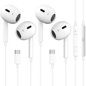 2 Packs USB C Headphones for  16/15, Type C Earbuds Wired Earphones with Mic & Remote Control Noise Cancelling for  16/15/Pro Max/Pro/Plus, iPad, Galaxy S23/S22/S21/S20/Ultra Note 10/20
