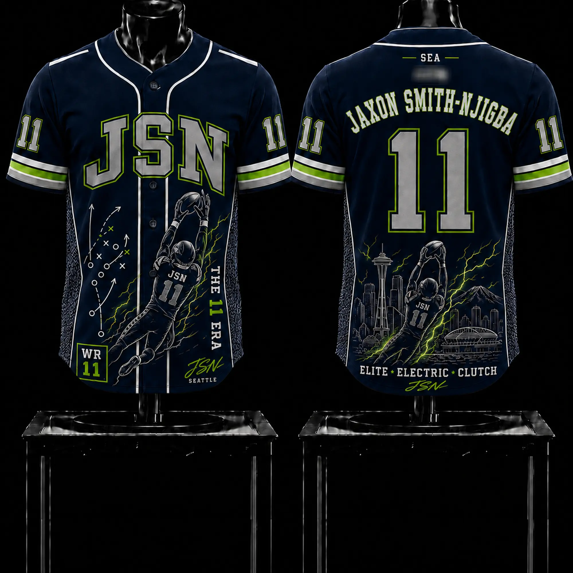 Jaxon Smith-Njigba #11 Baseball Jersey Premium, Hawks Fans, JSN The 11 Era Baseball Jersey, The 12s Fans, Game Day Sports Jersey, Smith-Njigba Fan Gift