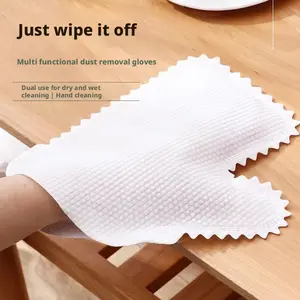 Thickened Non-Woven Cleaning Gloves, Absorbent & Dirt-Removing, Dust-Free, Wet/Dry Dual-Use, Disposable Household Wipes