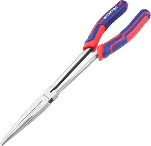 WORKPRO 11" Extra Long Needle Nose Pliers – Heavy Duty Cr-V Steel with Precision Grip & Soft Handle for Bending, Gripping & Repair
