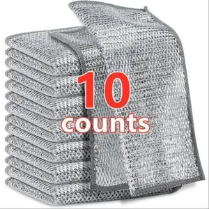 Kitchen Cleaning Cloth Set, Durable Steel Wool Scrubbers, Non-Scratch Dish Cloths, Multi-Purpose Home Essentials, House Cleaning Tools, 10 Pieces, Kitchen Cleaning Supplies, Cleaning Products