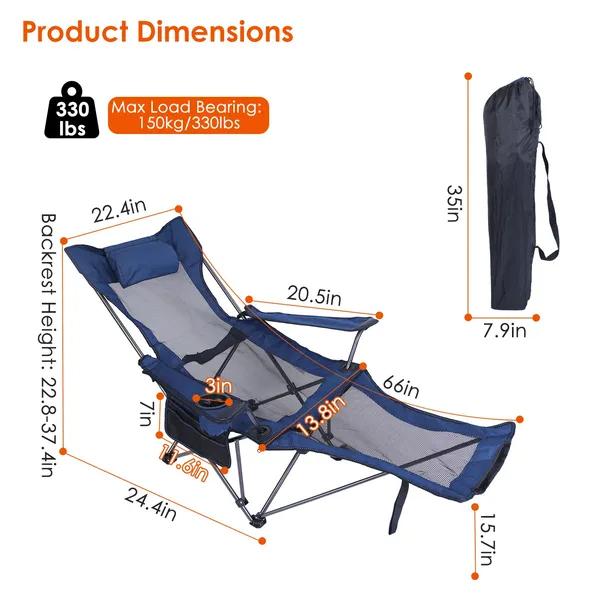 Foldable Camping Chair Collapsible Reclining Chair 330LBS Load Heavy Duty Steel Lawn Chair With Reclining Backrest Angle Cup Holder Pillow Side Pocket Carry Bag Foldable Camping Chair Collapsible Reclining Chair 330LBS Load Heavy Duty Steel Lawn Chair With Reclining Backrest Angle Cup Holder Pillow Side Pocket Carry Bag