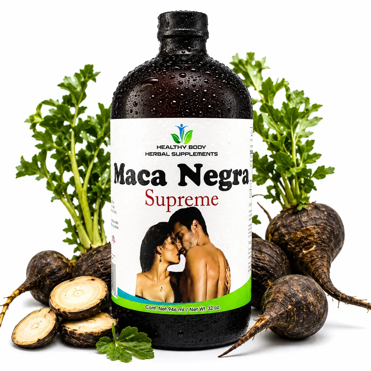 Healthy Body Organic Black Maca Liquid Supplement 32 fl oz | Organic Black Maca Root Formula | Plant-Based Herbal Supplement | Daily Wellness & Vitality Support | Liquid Botanical Extract | Glass Bottle | Made in USA