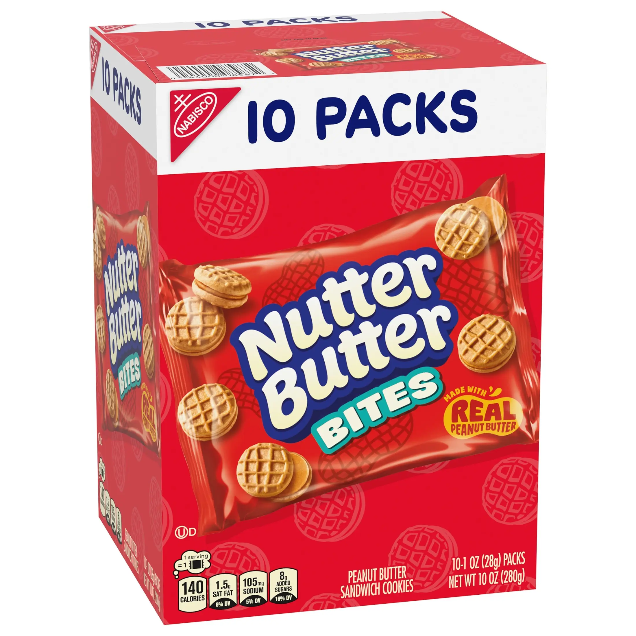 Nutter Butter Bites Peanut Butter Sandwich Cookies, 10 Snack Packs