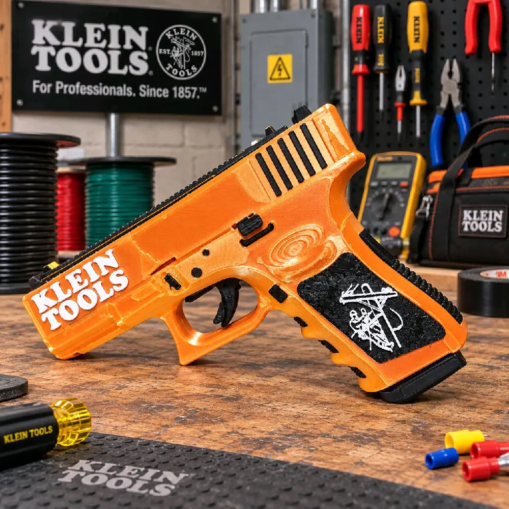 Klein Tools Magnet Sign. Pistol-Shaped Item Gold/Black