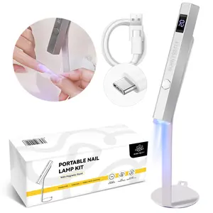 Born Pretty Handheld Magnetic UV Light for Nails Metal Portable Mini Handheld UV Nail Light Fast Curing UV Nail Dryer Nail Stamper Magnetic Stand Wireless Handheld LCD Display Screen