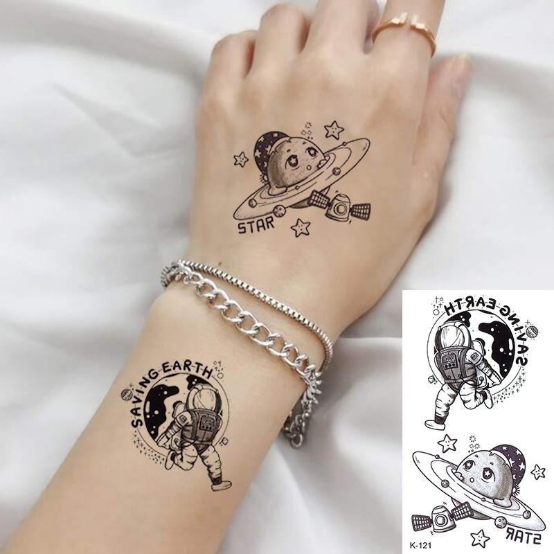 15 Temporary Planet Tattoo Stickers Set, Waterproof Moon Floral Butterfly Astronaut Designs, Unisex Body Art for Cosplay & Fashion Accessories